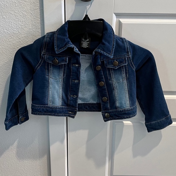 Other - Toddler Girls' Blue Faded Stretch Denim Jacket, Dark Wash Size 3T